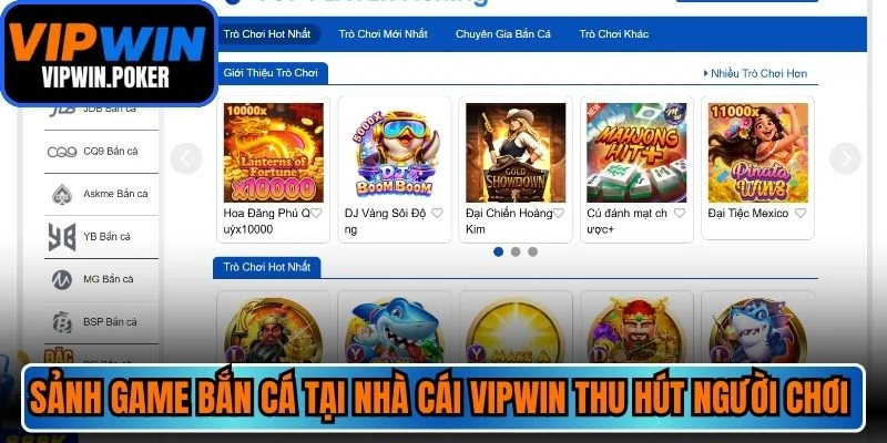Sảnh game bắn cá tại nhà cái VIPWIN thu hút người chơi đông đảo